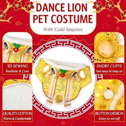 LEIFIDE Chinese New Year Dog Costume, Lunar Dog Outfit, 4X-Large, Gold - Image 3