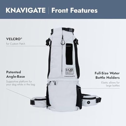 K9 Sport Sack Knavigate - X-Small, Lunar Rock - Ideal for Dogs with 9-12” Back Length - Adjustable, Backpack-Style Carrier with Internal Frame & Padded Hip Belt