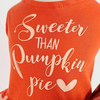 Fitwarm Thanksgiving Sweeter Than Pumpkin Pie Dog Dress 100% Cotton Puppy Costumes Pet Clothes Holiday Girl One-Piece Doggy Outfits Tank Top Vest Dresses Cat Apparel Orange Small - Image 7