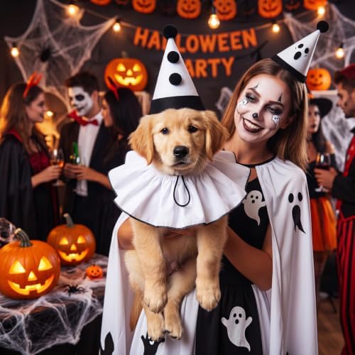 Tallew Halloween Dog Costume Clown Ghost Set for Small Medium Large Pet - Image 6