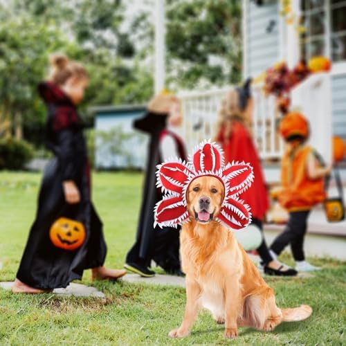 HOTUMN Halloween Pet Scary Flower Hat - Demon Costumes Funny Hat Headband Soft Monster Cosplay Outfit and Cute Dog Decoration for Large Dog - Image 4