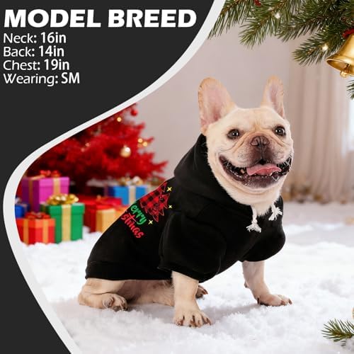 EXPAWLORER Dog Hoodies for Small Medium Large Dogs,Christmas Theme Black M - Image 7