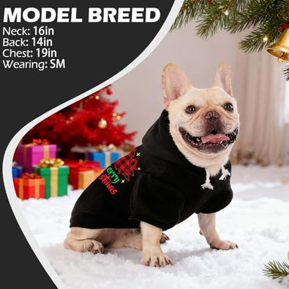 EXPAWLORER Dog Hoodies for Small Medium Large Dogs,Christmas Theme Black M - Image 7