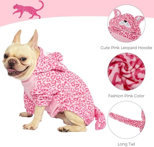 DELIFUR Dog Leopard Costume for Halloween, Pink, Small - Image 3