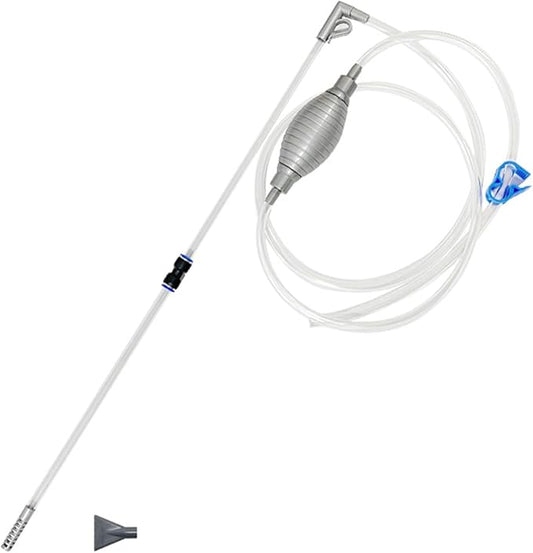 Aquarium Siphon Water Changer Kit Manual Gravel Vacuum with 5.25ft Hose 2 Rigid Tubes Total 7.2ft Air Bulb Flow Control Valve Duck Bill Head for Fresh and Saltwater Tanks
