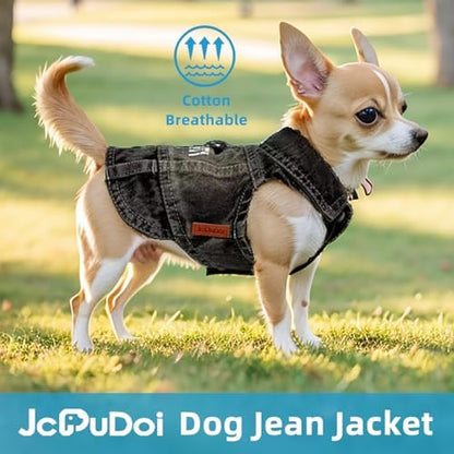 Black Security Dog Jean Jacket,Pet Denim Coat Puppy Clothes(XS) - Image 5