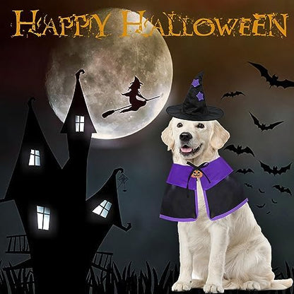 GOYOSWA Dog Halloween Costumes, Dog Witch Costume Halloween Dog Witch Cloak Cape Wizard Hat Halloween Costumes for Small Medium Large Dogs Pets (Large) - Image 6
