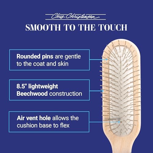Chris Christensen 20 mm Oblong Pin Dog Brush, Original Series, Groom Like a Professional, Stainless Steel Pins, Lightweight Beech Wood Body, Ground and Polished Tips - Image 3