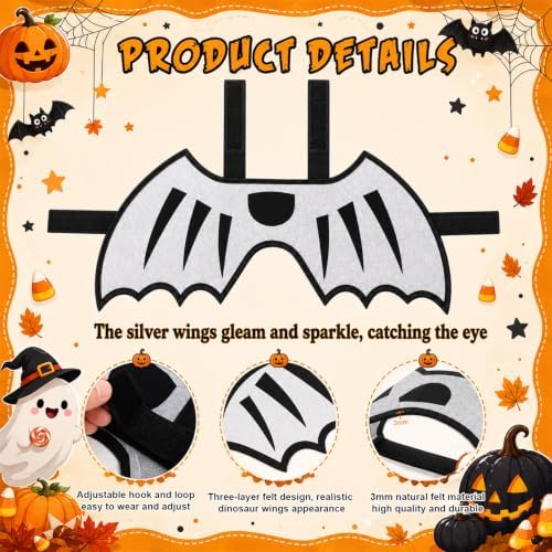 Dog Dragon Wings, Halloween Dragon Costume for Dog Cat, Silver, S - Image 2