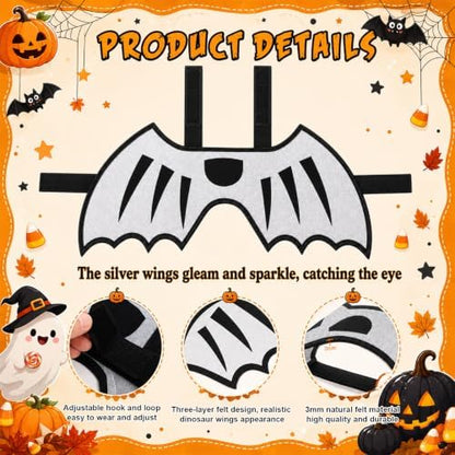 Dog Dragon Wings, Halloween Dragon Costume for Dog Cat, Silver, S - Image 2