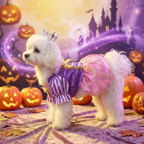 Dog Princess Dress with Crown,Pet Halloween Costume Outfit,XL - Image 4