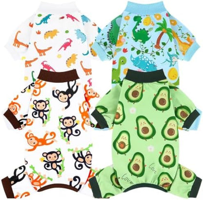 XPUDAC 4 Pack Dog Pajamas Soft Strechy Summer Puppy Clothes for Small Medium Dogs Boy Girl Cat Apparel-X-Large by XPUDAC