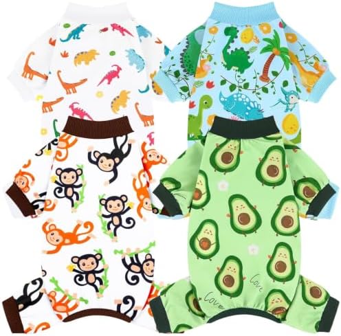 XPUDAC 4 Pack Dog Pajamas Soft Strechy Summer Doggie Clothes for Small Medium Dogs Boy Girl Cat Apparel-XX-Small by XPUDAC