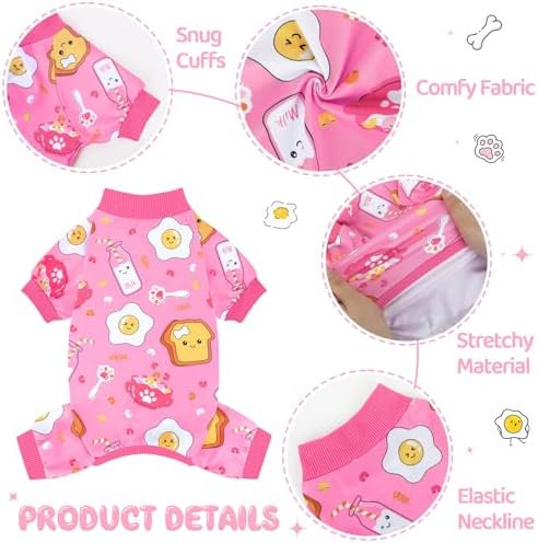 XPUDAC 4 Pack Dog Pajamas Soft Puppy Clothes Onesie for Small Dogs, S - Image 2