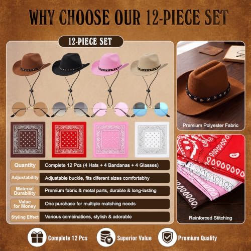 Huhumy 12 Pcs Halloween Pet Cowboy Costume Set for Dog Cat, Small - Image 3