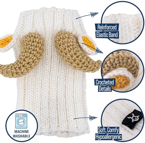 Zoo Snoods Ram Goat Costume - Warm Knit Dog Snood Wrap for Pets, Neck Ear Cover Protection, Halloween Winter (Small) - Image 3