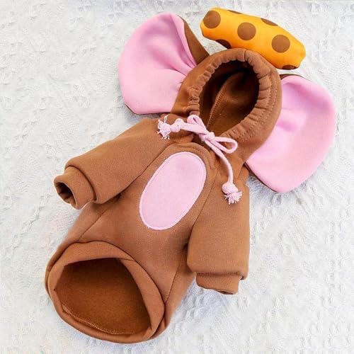 Dog Hoodie Warm Autumn Winter Pet Sweatshirt, Brown Mouse Costume, M - Image 6