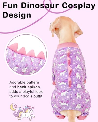 CuteBone Dinosaur Costume Dog Pajamas, Stretchy Spandex Crystal Velvet Sleepwear Coat for Small Dogs, Soft & Warm Pet Outfit Clothes for Cold Weather, Cozy Pullover Design COSP11-3XL - Image 2