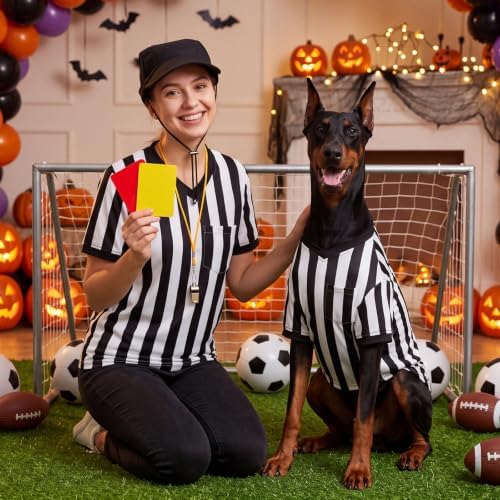 Halloween Large Dog Referee Costume Set with Shirt Cap Whistle Cards, XXL - Image 2
