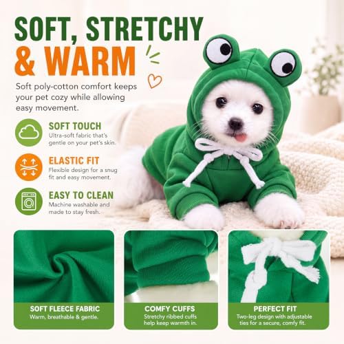 Amylove 2 Pcs Dog Hoodies Frog & Carrot Shape S Halloween Costume - Image 4