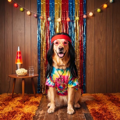 Hillban 5 Pcs Hippie Dog Costume Halloween Pet Costume Accessories, L - Image 5