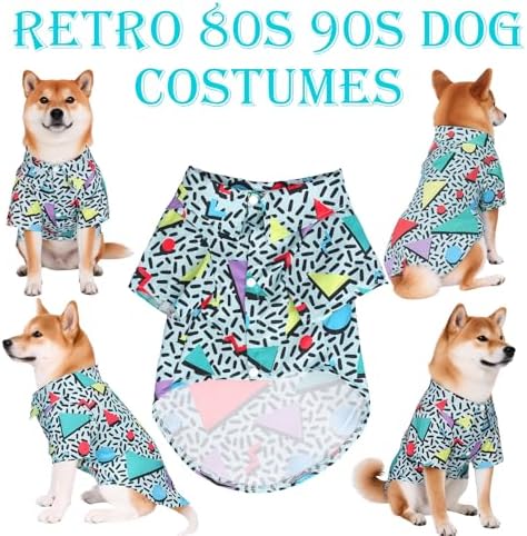 80s Dog Costume Hawaiian Shirts - 90s Halloween Retro Disco Breathable Puppy Outfit for Small Medium Dogs (Green, Large) - Image 3
