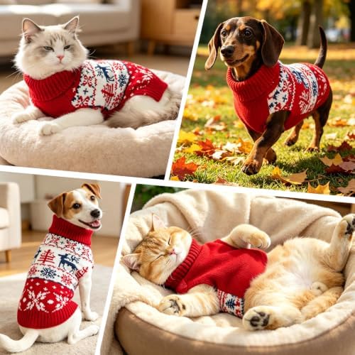 Dog Christmas Sweater, Knitted Dog Sweater for Small Dogs Girl Boy - Image 6