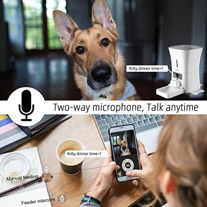 8L/12L 2.4G & 5G WiFi Aautomatic Large Dog Feeder & Automatic cat feeders -1080P Full HD Pet Camera Treat Dispenser with Night Vision and 2-Way Audio
