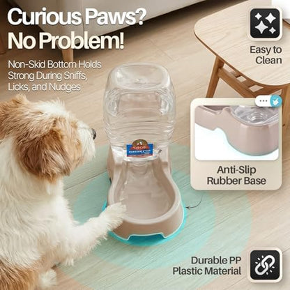 Flexzion Gravity Pet Water Dispenser for Cats & Small Dogs, 1/4 Gal, Beige