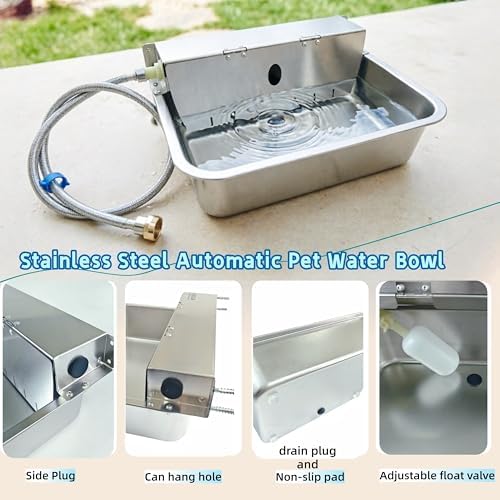 Stainless Steel Automatic Pet Waterer with Flip-Top & Wall Mount