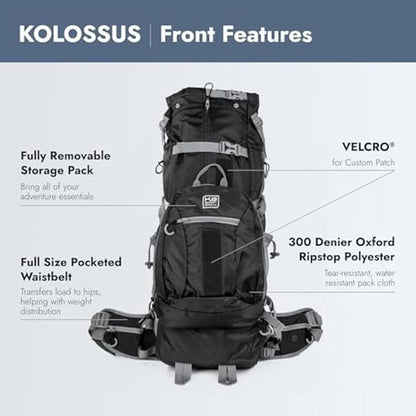 K9 Sport Sack Kolossus - Large, Black - The Big Dog Backpack - Ideal for Dogs 20-22” Long - Fully Adjustable Pet Carrier - Doubles as a Professional-Grade 60L Hiking Pack