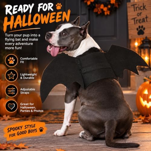 Rypet Dog Bat Wings Costume L, Dog Bat Costume for Halloween Cosplay Party - Image 5