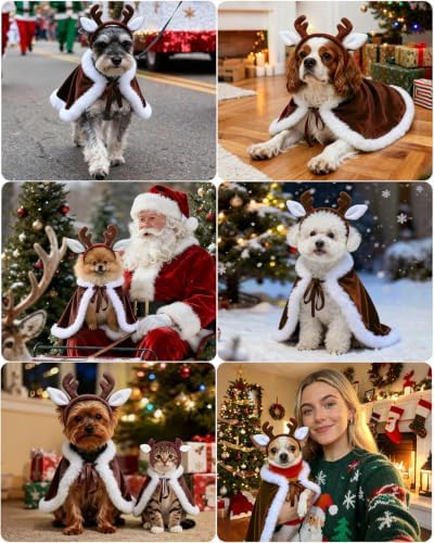 CuteBone Christmas Dog Costumes for Small, Medium, Large Dogs – Reindeer Pet Cosplay Outfits | Cute Puppy Costume for Holiday Party, Dress-Up, Photo Shoots GBZ06XL - Image 3