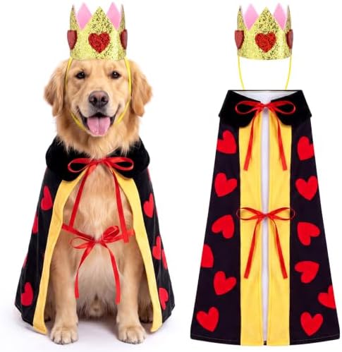 Hillban Halloween Dog King Costumes Heart Crown Queen Pet Cloak Set by Hillban