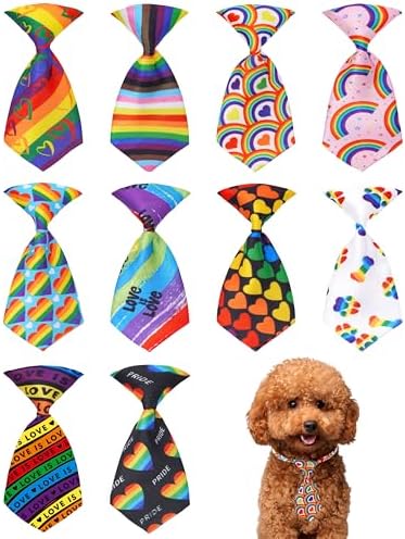PET SHOW 10 Pack Pride Month Dog Ties Neckties XS for Small Dogs by PETSHOW
