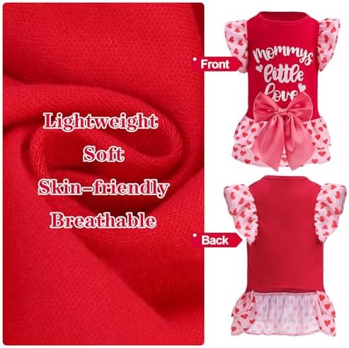 EXPAWLORER Valentine's Day Dog Dress for Small Dogs,Puppy Costumes Pet Clothes Holiday Girl Dogs Shirt with Heart Themed, Party Dog Vest Dresses Cat Apparel Sweater Warm Skirt - Image 4
