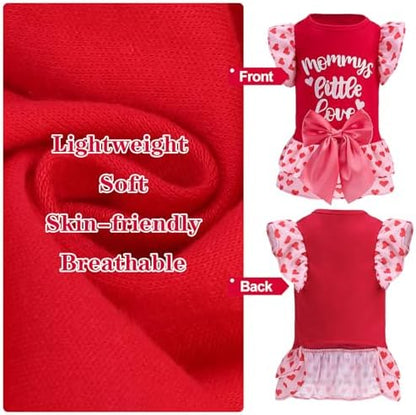EXPAWLORER Valentine's Day Dog Dress for Small Dogs,Puppy Costumes Pet Clothes Holiday Girl Dogs Shirt with Heart Themed, Party Dog Vest Dresses Cat Apparel Sweater Warm Skirt - Image 4
