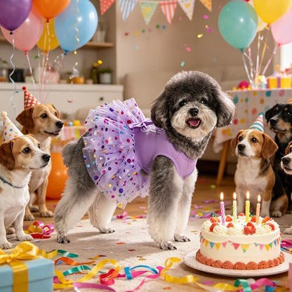 KOOLTAIL Dog Dresses for Small Medium Dogs Girls Birthday Holiday Soft Puppy Dresses Dogs Clothes Female,Cute Easter Summer Spring Outfits, Pet Costume Apparel Purple XS - Image 6