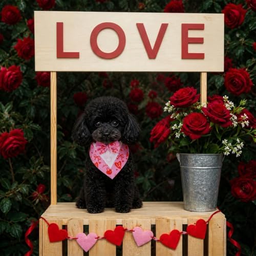 FUAMEY Dog Tuxedo for Small Dogs Valentines Bandana with Bowtie Wedding Tux - Image 5