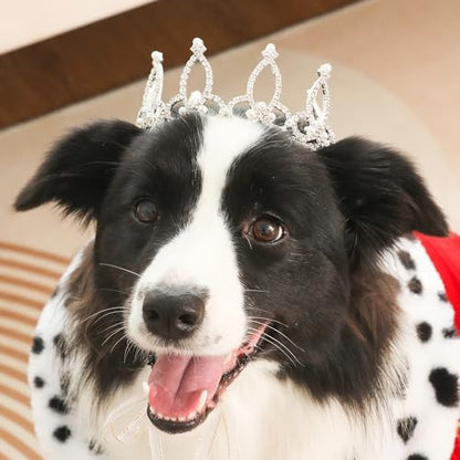 Lovelyshop Pearl Rhinestone Pet Crown for Dogs & Cats, Silver, L by Lovelyshop