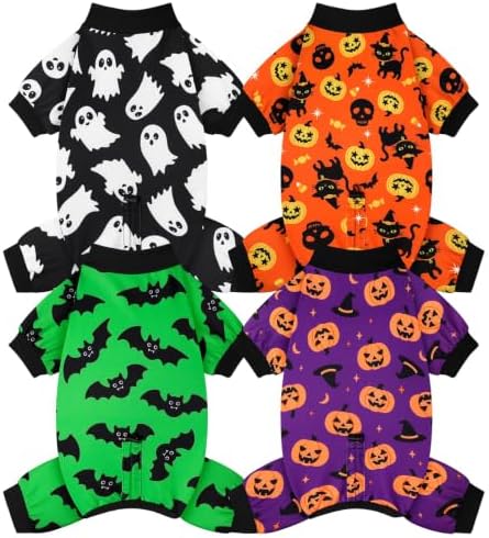 XPUDAC 4 Pack Dog Halloween Pajamas for Small Dogs Onesie Clothes, XS by XPUDAC