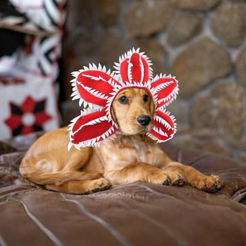 HOTUMN Halloween Pet Scary Flower Hat - Demon Costumes Funny Hat Headband Soft Monster Cosplay Outfit and Cute Dog Decoration for Large Dog - Image 2