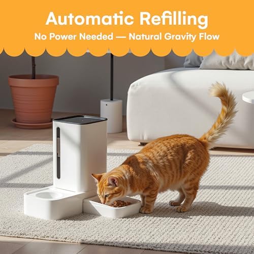 Automatic Feeder for Dogs and Cats - Gravity Feeder Bowl - Pet Water Dispenser -12.5 x 12.5 x 12.2 inches - Self-Feeding Food Dispenser for Small to Large Pets - Dry Food Station