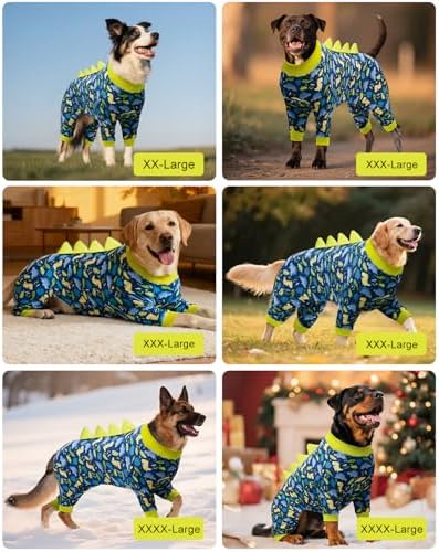 CuteBone Dinosaur Costume Dog Pajamas, Stretchy Spandex Crystal Velvet Sleepwear Coat for Small Dogs, Soft & Warm Pet Outfit Clothes for Cold Weather, Cozy Pullover Design COSP10-4XL - Image 5