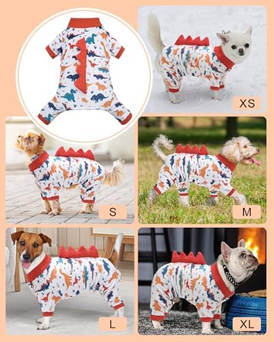 CuteBone Dinosaur Costume Dog Pajamas, Stretchy Spandex Crystal Velvet Sleepwear Coat for Small Dogs, Soft & Warm Pet Outfit Clothes for Cold Weather, Cozy Pullover Design COSP02XL - Image 5