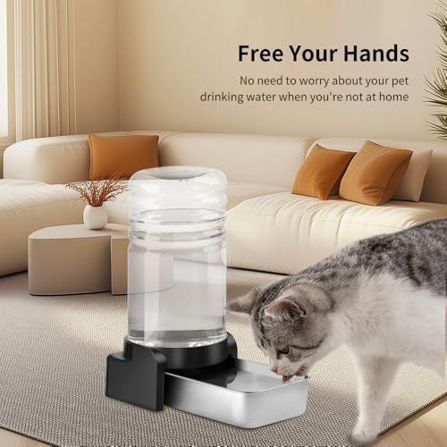 Marchul 1.9 Gallon Dog Water Dispenser, Automatic Dog Water Dispenser with Placemat and Stainless Steel Bowl, Large Gravity Pet Bowl for Dogs Medium to Large (7.2L + 3 Filters + Mat)