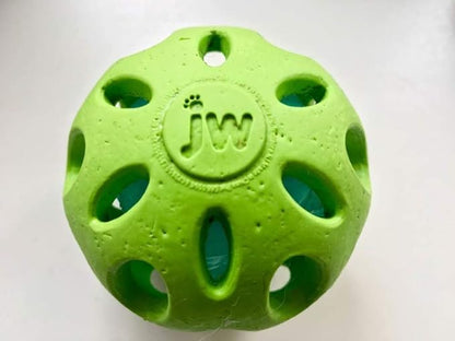 JW Pet Crackle Heads Crackle Ball Crunchy Noise Chew Fetch Toy for Dogs, Assorted Colors, Large 4' Diameter