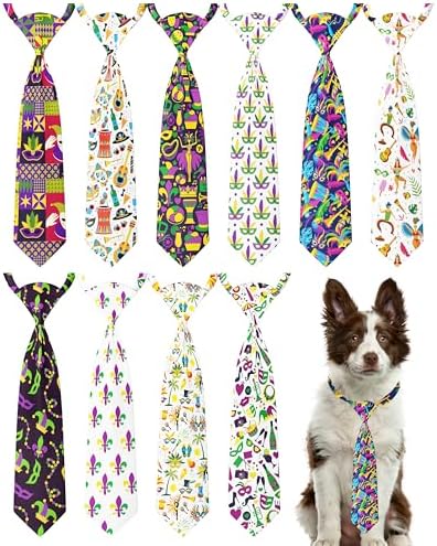 PET SHOW 10 Pack Mardi Gras Dog Ties Neckties XL for Extra Large Dogs by PETSHOW