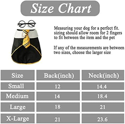 Dog Halloween Costume Pet Wizard Shirt Funny Cat Clothes for Dogs Cats Clothing with Glasses (Medium,Yellow) - Image 2