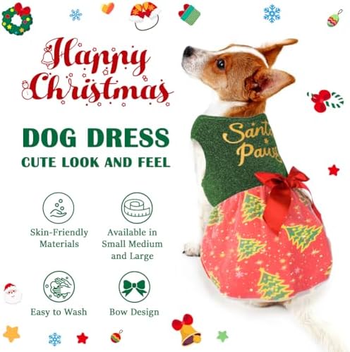 Dog Christmas Outfit Cute Dog Christmas Dress with Bowknot Tulle Puppy Clothes for Small Medium Dogs Cats Boys Girls Pet Costume - Image 4